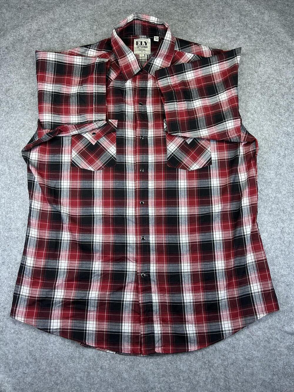 Pearl Snap Western Shirt Ely Cattleman Men's L Short Sleeve Cowboy Cut Farm